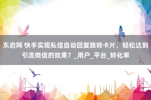 东启网 快手实现私信自动回复跳转卡片，轻松达到引流微信的效果？_用户_平台_转化率